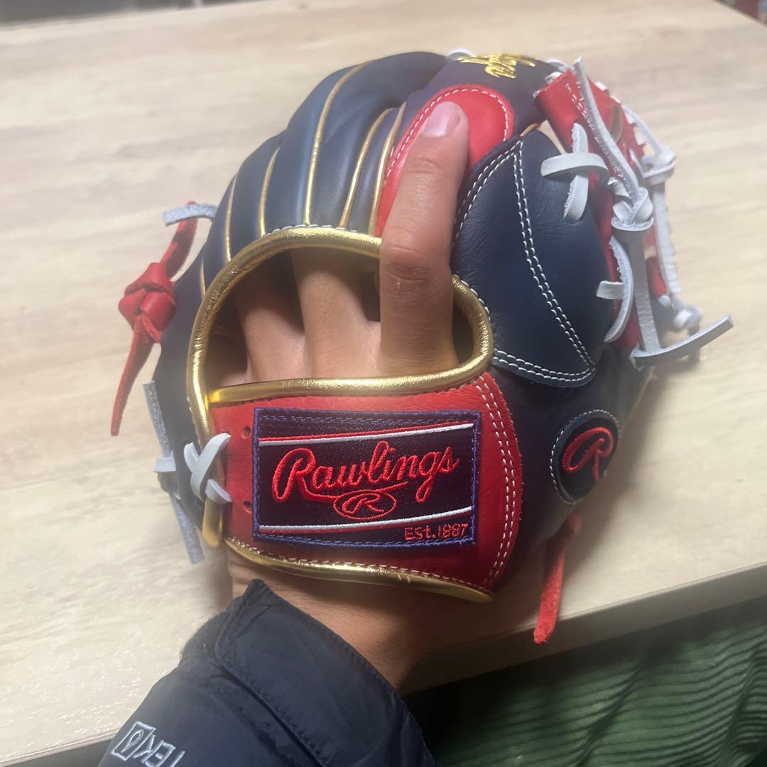 ネフ Rawlings ES-L1287 軟式グローブ ネイビー/レッド