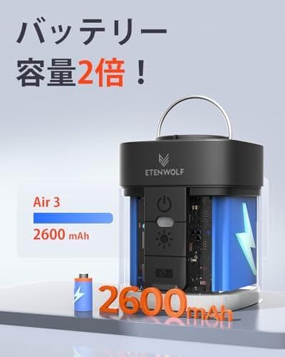 ETENWOLF AIR 3 携帯式エアーポンプ 強力な360L/分電動空気MM