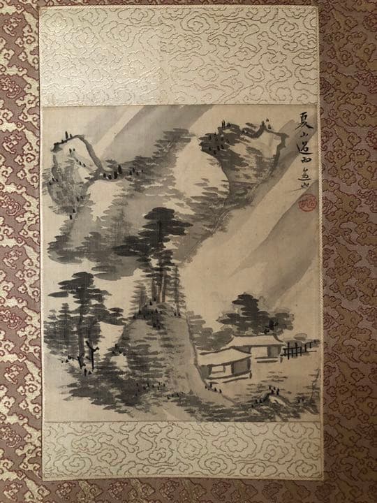 掛け軸　熊坂適山　小点　肉筆　美品　骨董品