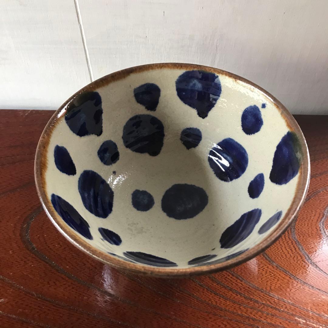 やちむん　クリーム色のドットボウル