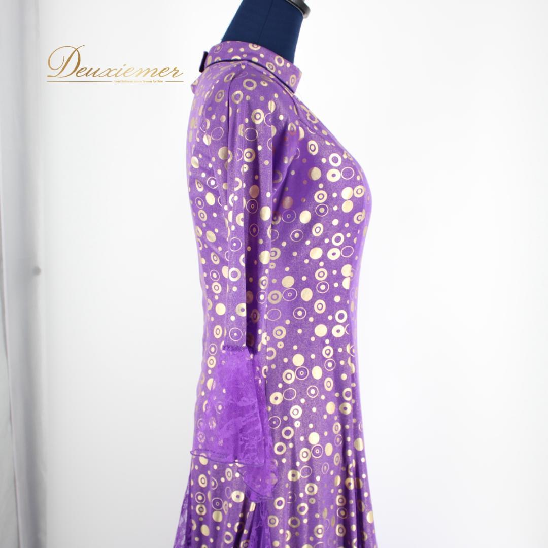 【社交ダンス衣装】ワンピース ドレス prima boutique 紫 金