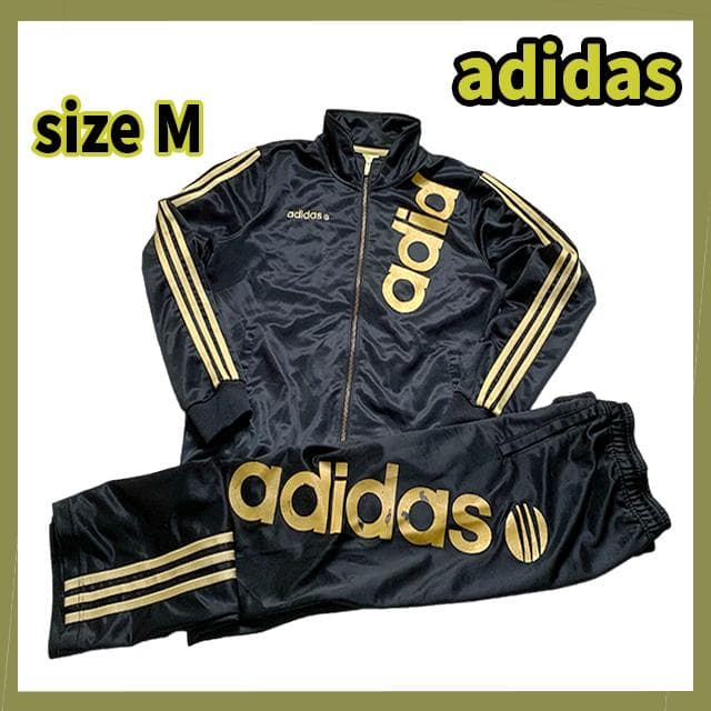 黒金ビッグロゴ✨希少 adidas ジャージセットアップ M Y2K