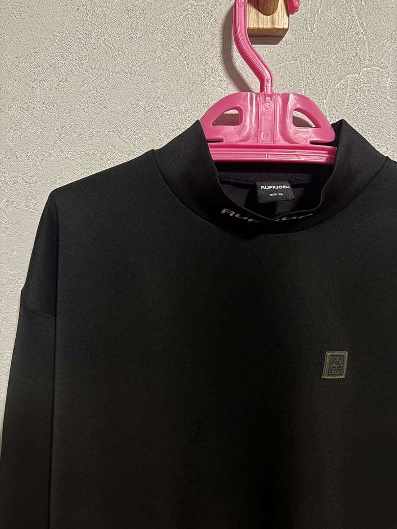 ラフロッグ　バックフレームロゴモックネックシャツ　黒XL