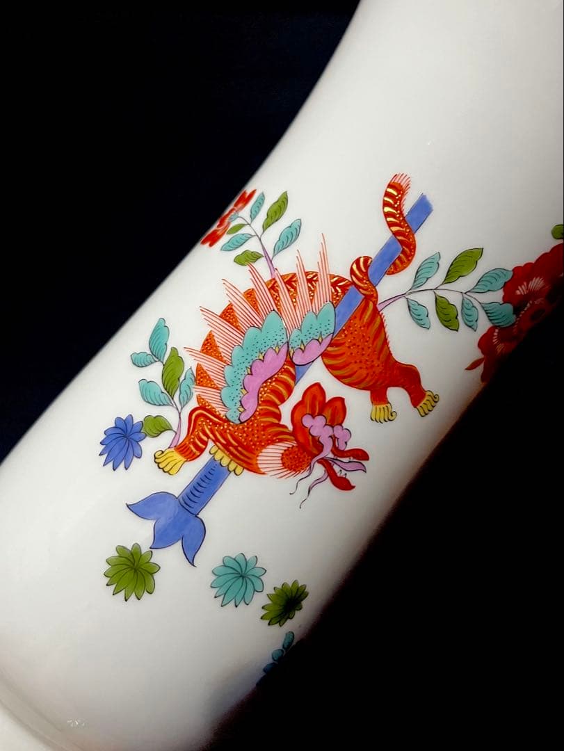 Meissen マイセン/※稀少 1級品 柿右衛門様式 獅子 鳳凰　花瓶