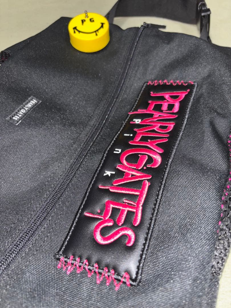 （超美品）パーリーゲイツ、pink&black、ペイントロゴ、シューズケース
