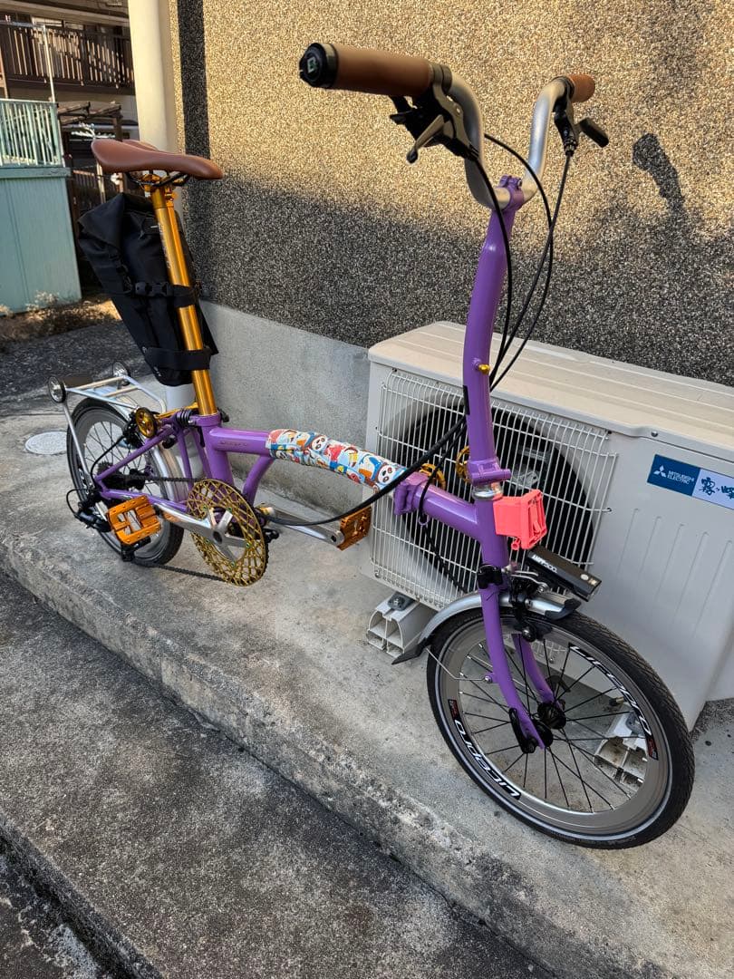 LITEPRO 折りたたみ自転車 パープル 16インチ