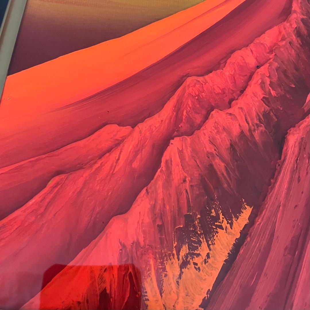 「赤富士」　立体画/風景画/絵画/日本画　富士山　盛り絵　美術品