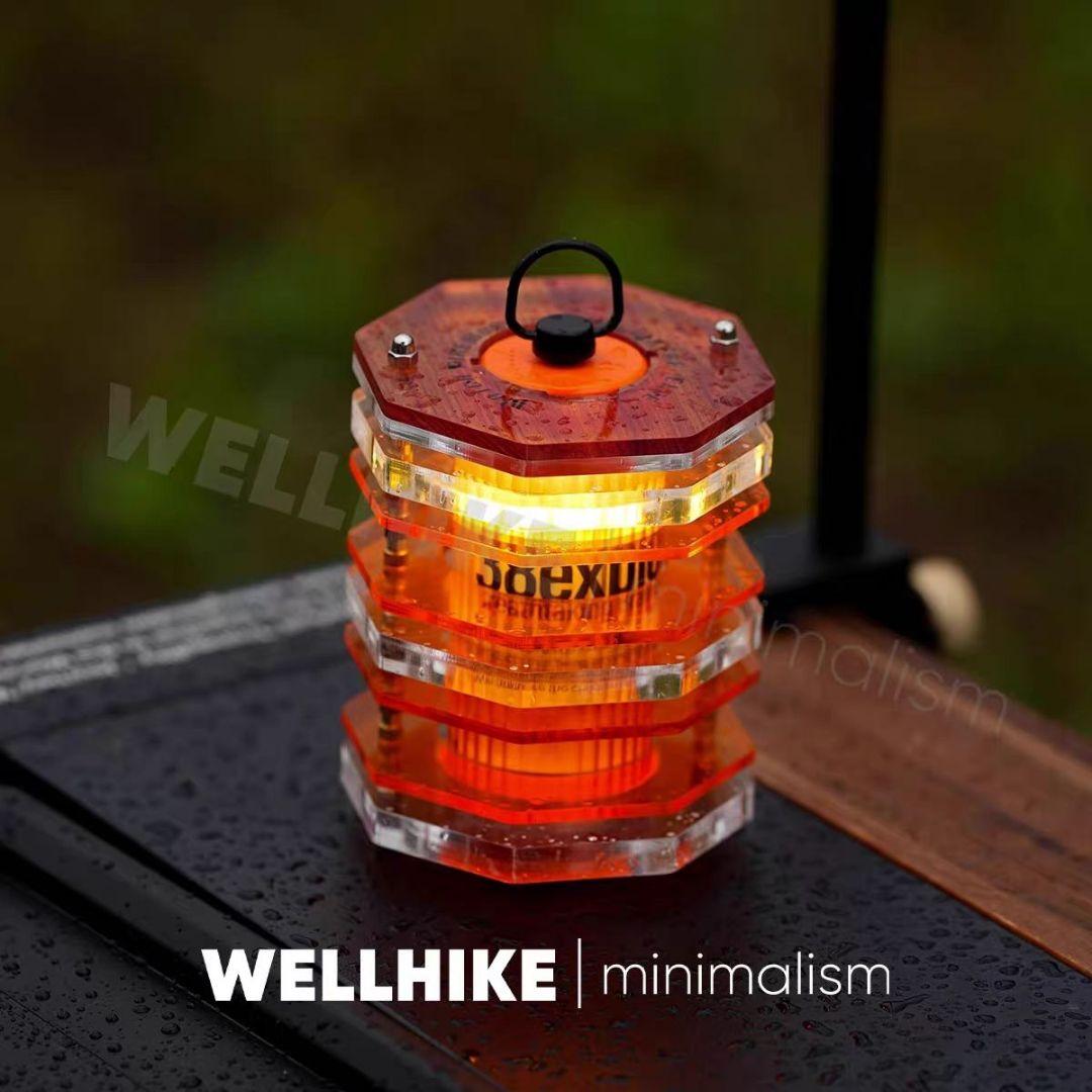 ​WELLHIKE ランタンシェード 八角積層 ゴールゼロ 38灯 アクリル