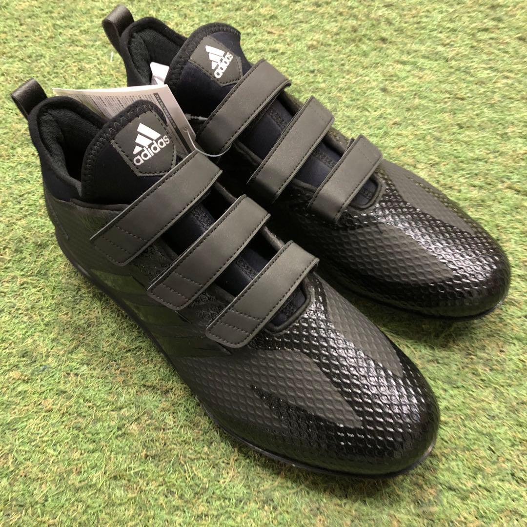 adidas スパイク 黒　金属　ベルト　27.０cm