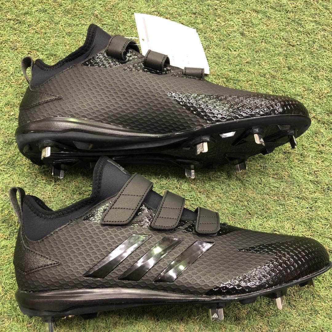 adidas スパイク 黒　金属　ベルト　27.０cm