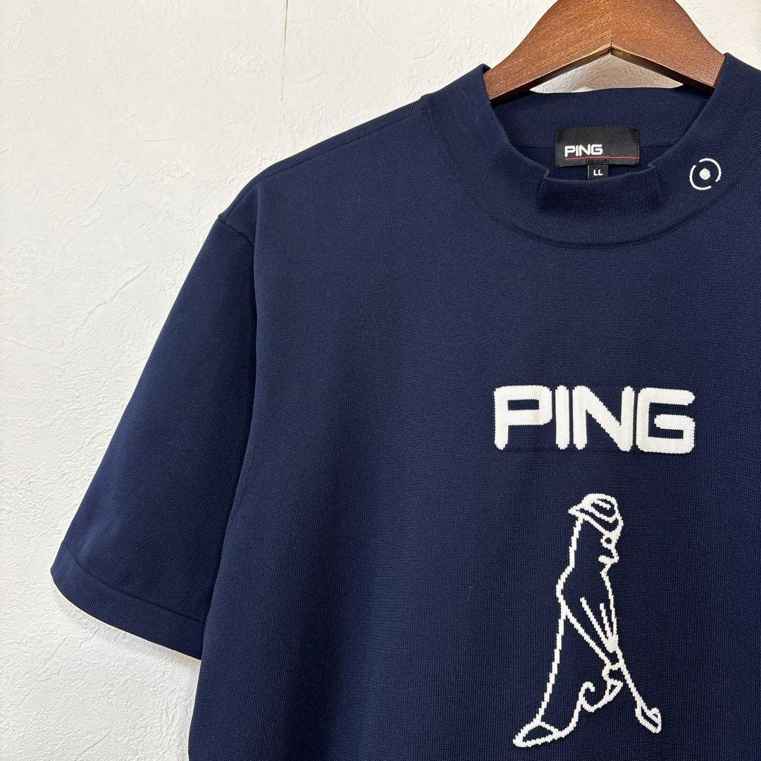 J 美品　大きいサイズ　ピン PING Mr.ジャカード ハイネック　ニット