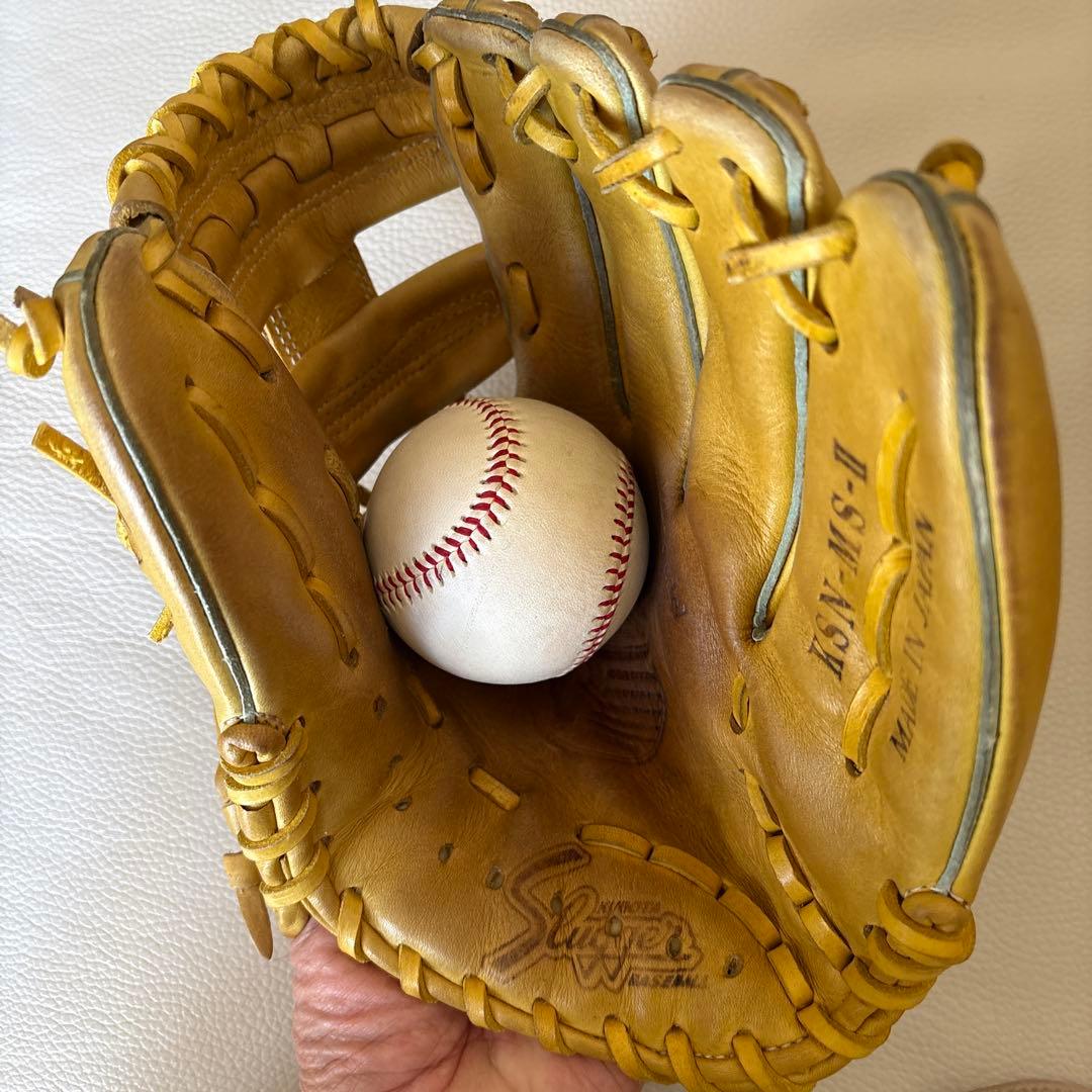 久保田スラッガー　軟式　内野手用グローブ　イエロー　グローブ袋付き
