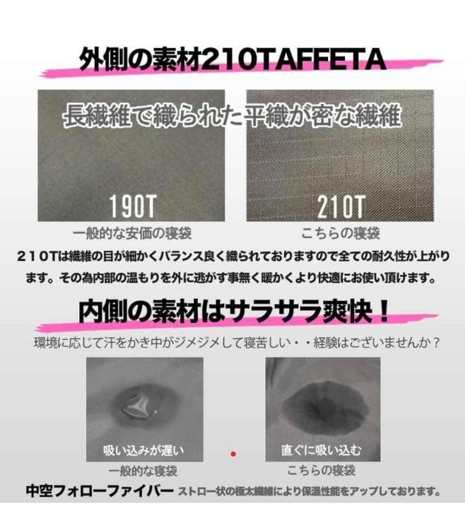 2個セット　高級素材　秋冬　寝袋　-15℃ マット　アウトドア　抗菌　防災　軽量