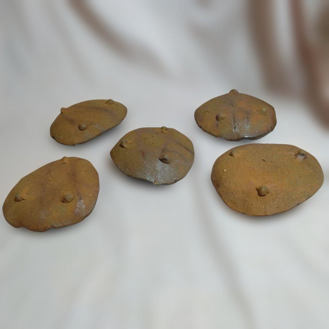 備前焼 山下譲治作　備前葉皿