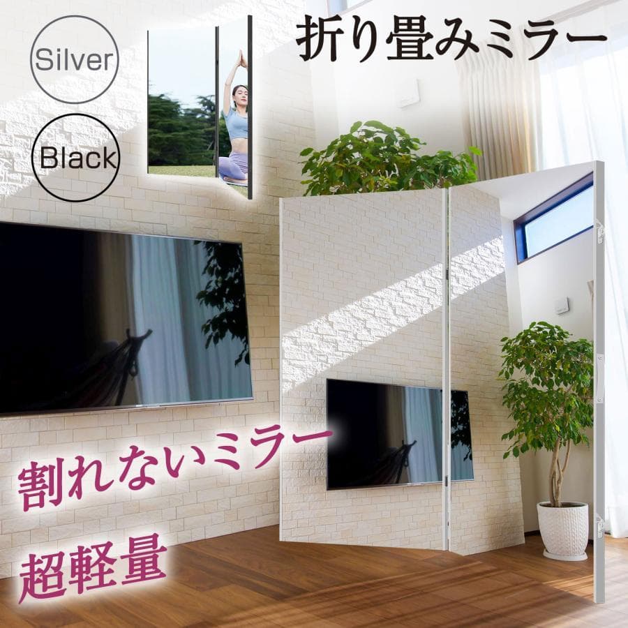 フィルムミラー 割れない鏡 折りたたみ 360度展開 60cm 2枚 2811
