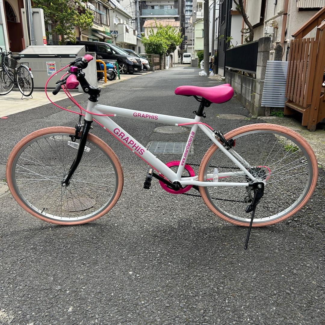 超美品 24インチ女性 神奈川県 引き取り　自転車ホワイト/ピンク