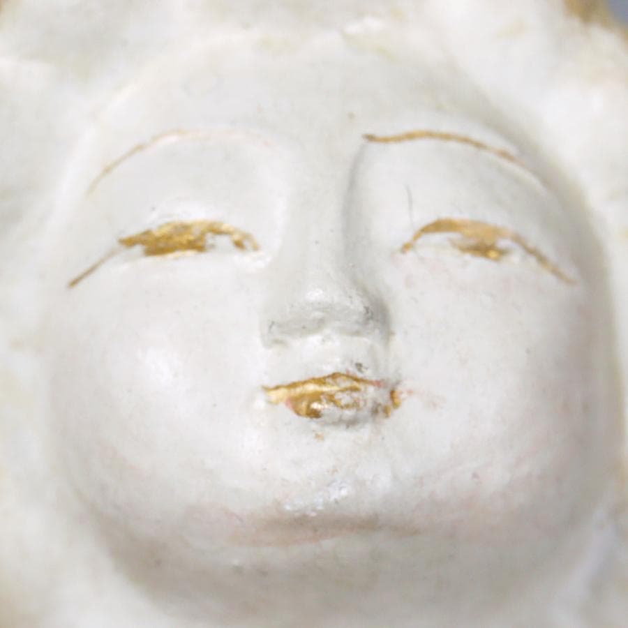 テラコッタ彫刻 大内青圃作 龍女献珠 置物 共箱