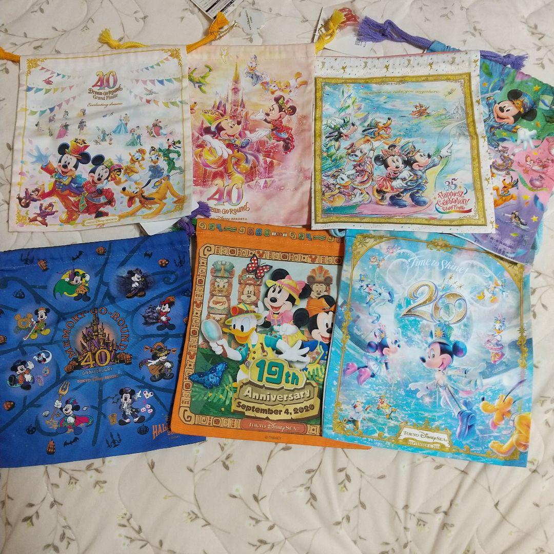 ディズニーランド35・40周年&ディズニーシー19・20周年巾着7枚セット