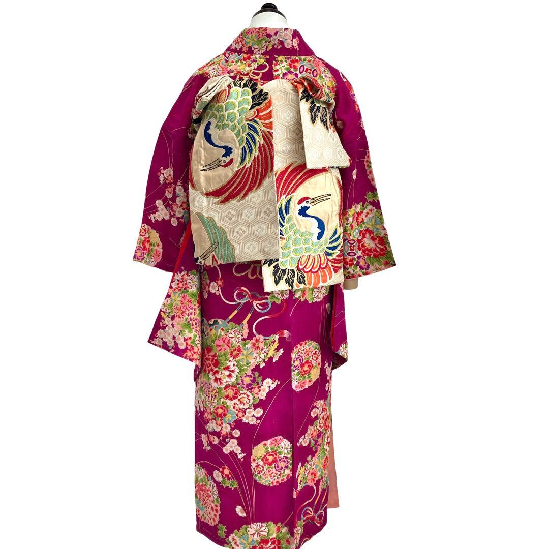 花車 花薬玉 ジュニア アンティーク着物 昭和レトロ 大正ロマン NO