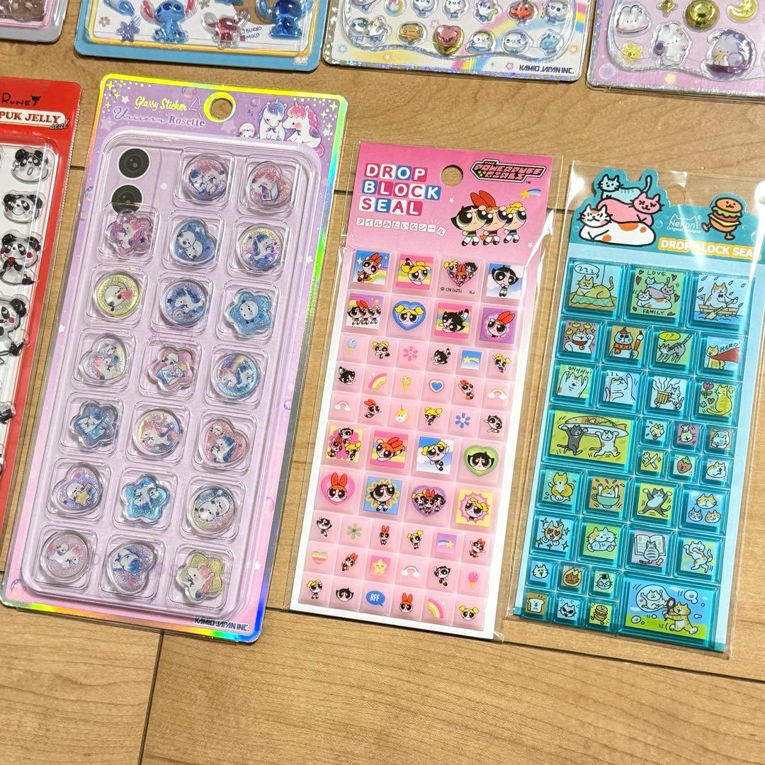 ボンボンドロップ　スティッチ　しずくちゃん　タイルシール　おはじきシール　あわわ
