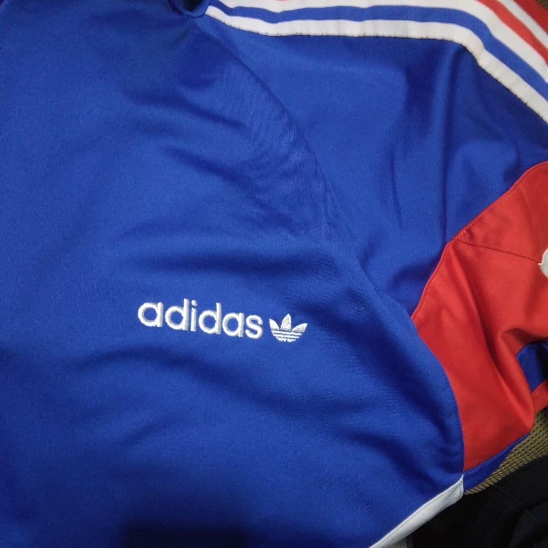 adidas フランス代表型ジャージー上下セット 青/赤/白：生産国タイ